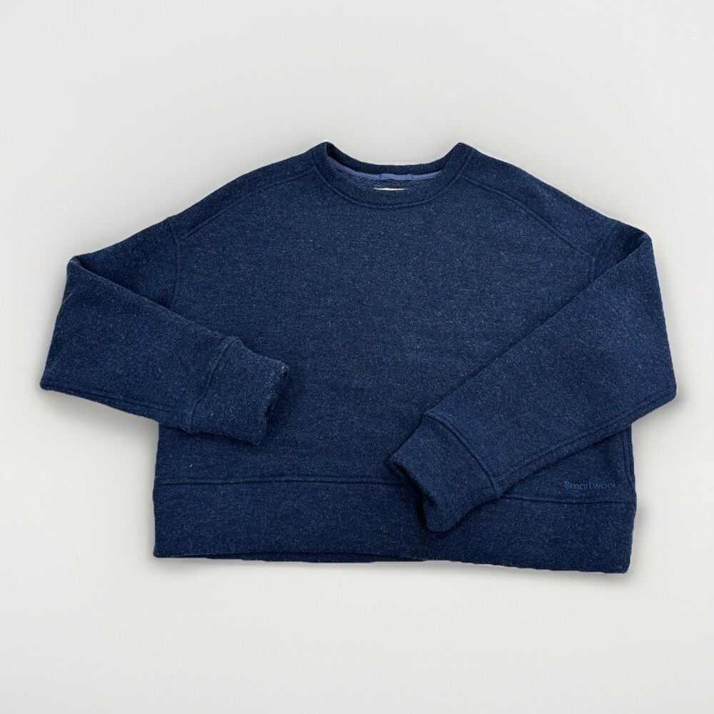 Smartwool Sweater Womens Size Large Blue Cropped Crewneck Sweatshirt